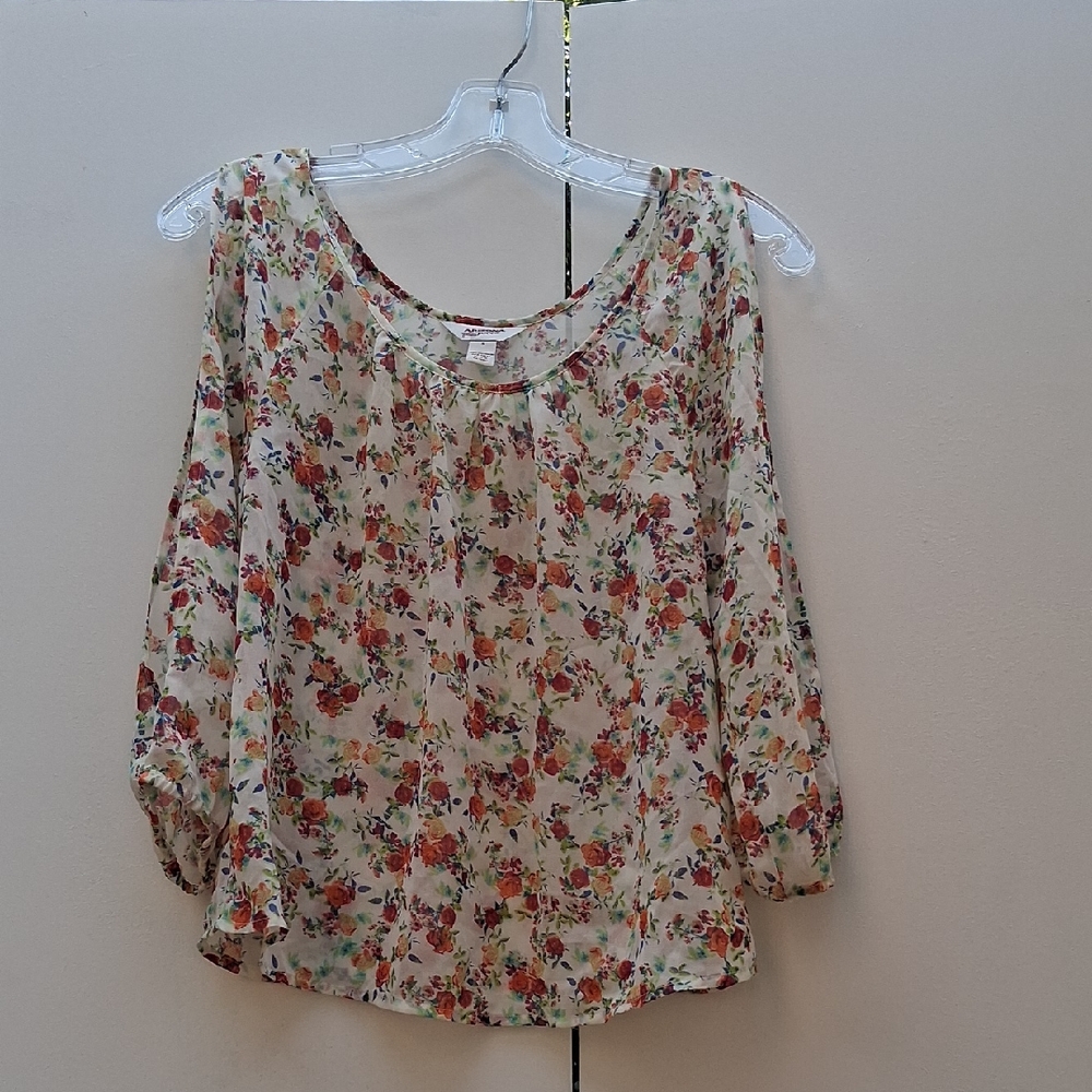 Arizona Jean Company Floral Blouse - Cream and Multicolor